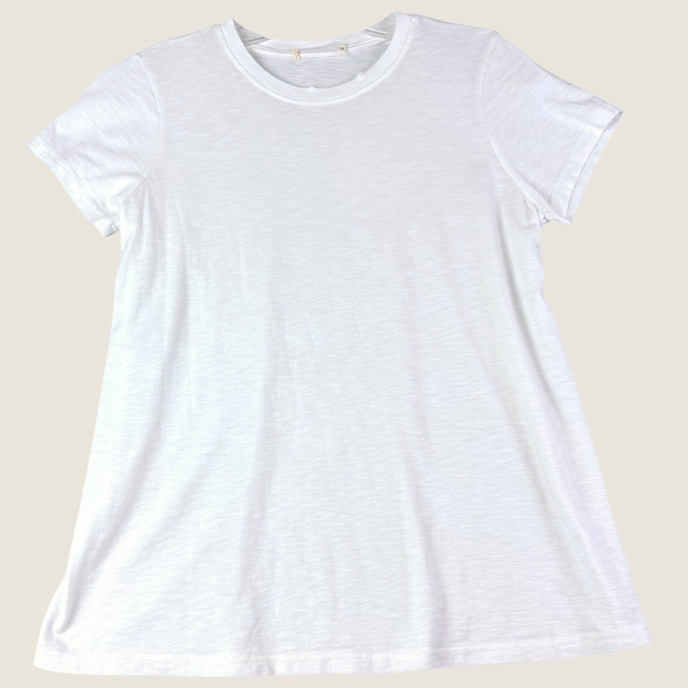 Marine Layer Small White Supima Cotton Tencel Slub Short Sleeve Crewneck Tee